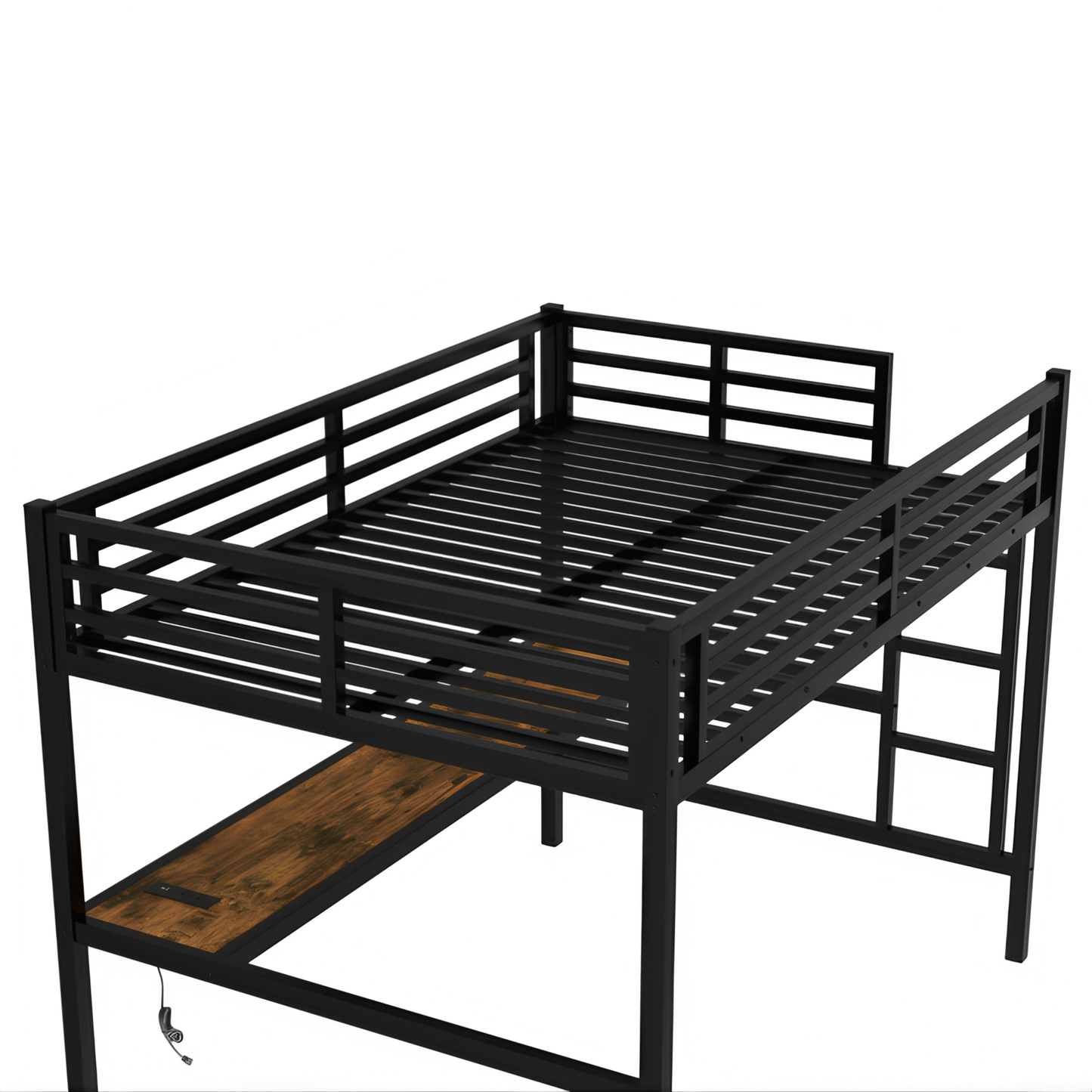 سرير علوي كامل XL مع مكتب مدمج وإضاءة LED