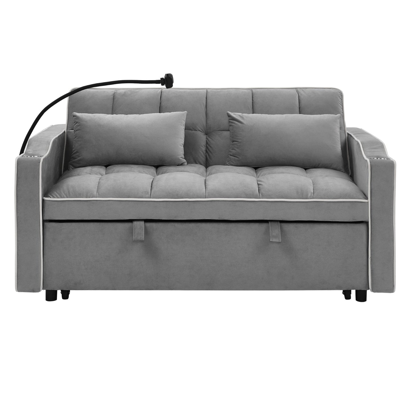 Two-seater sofa bed grey