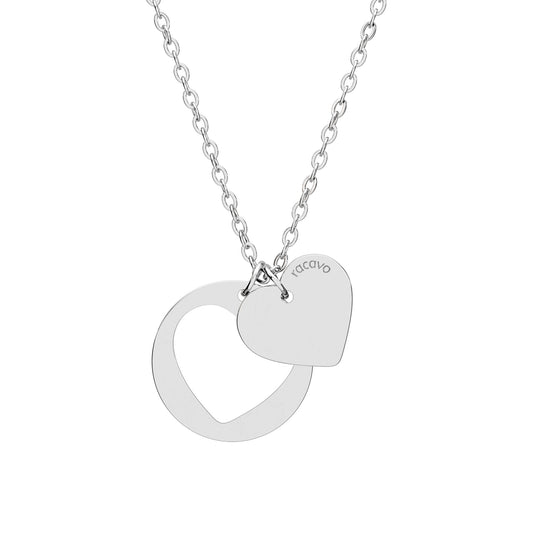 Zarte Doppel Herz Halskette mit gravierbarem Anhänger