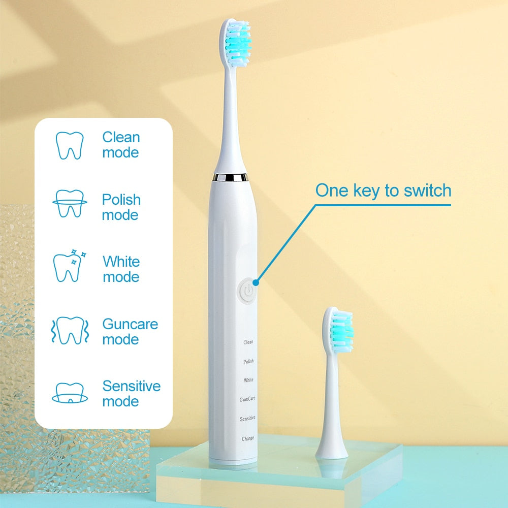 Electric toothbrush with 6 modes and 4 speeds 