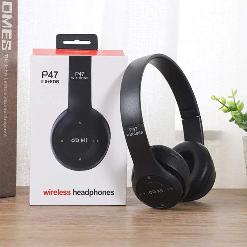 P47 Bluetooth 5.0 Foldable Wireless Headphones with Microphone 