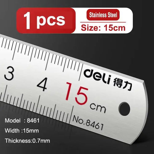 Deli Stainless Steel Ruler – Straight Rulers in Three Sizes 