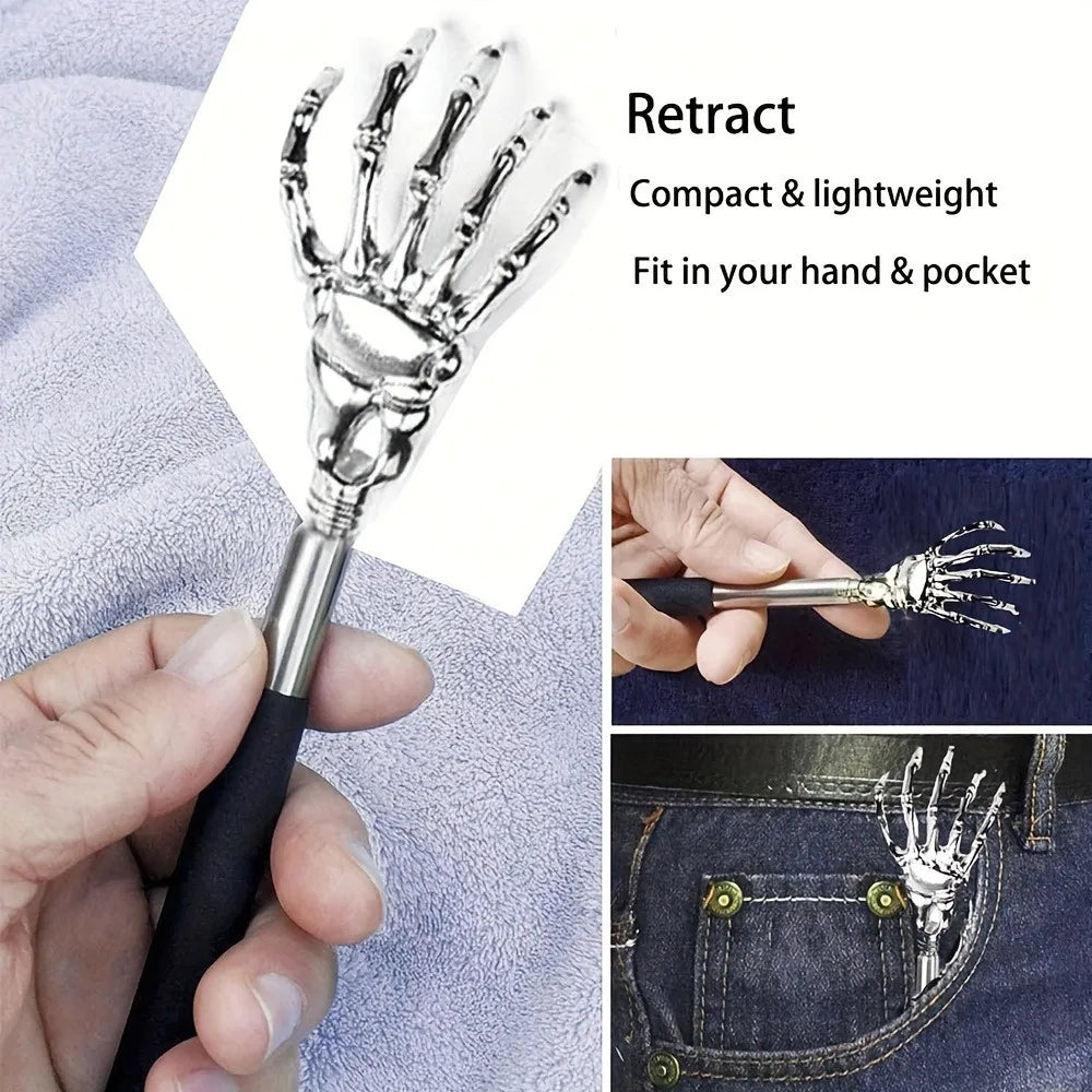 Portable stainless steel back scratcher – extendable for people and pets 