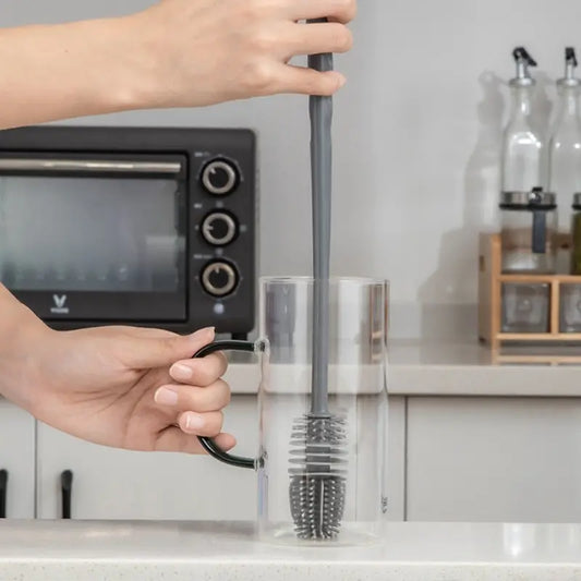 Silicone brush with long handle for cups and bottles 