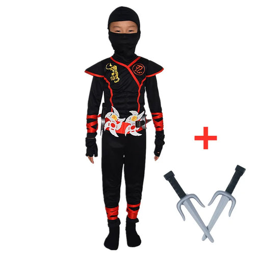 Ninja Kostüm für Kinder Schwarz Rot