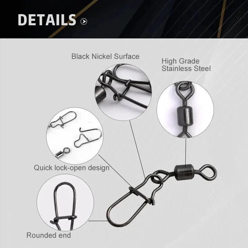 دوارات صيد من الفولاذ المقاوم للصدأ، مجموعة من 50 قطعة 