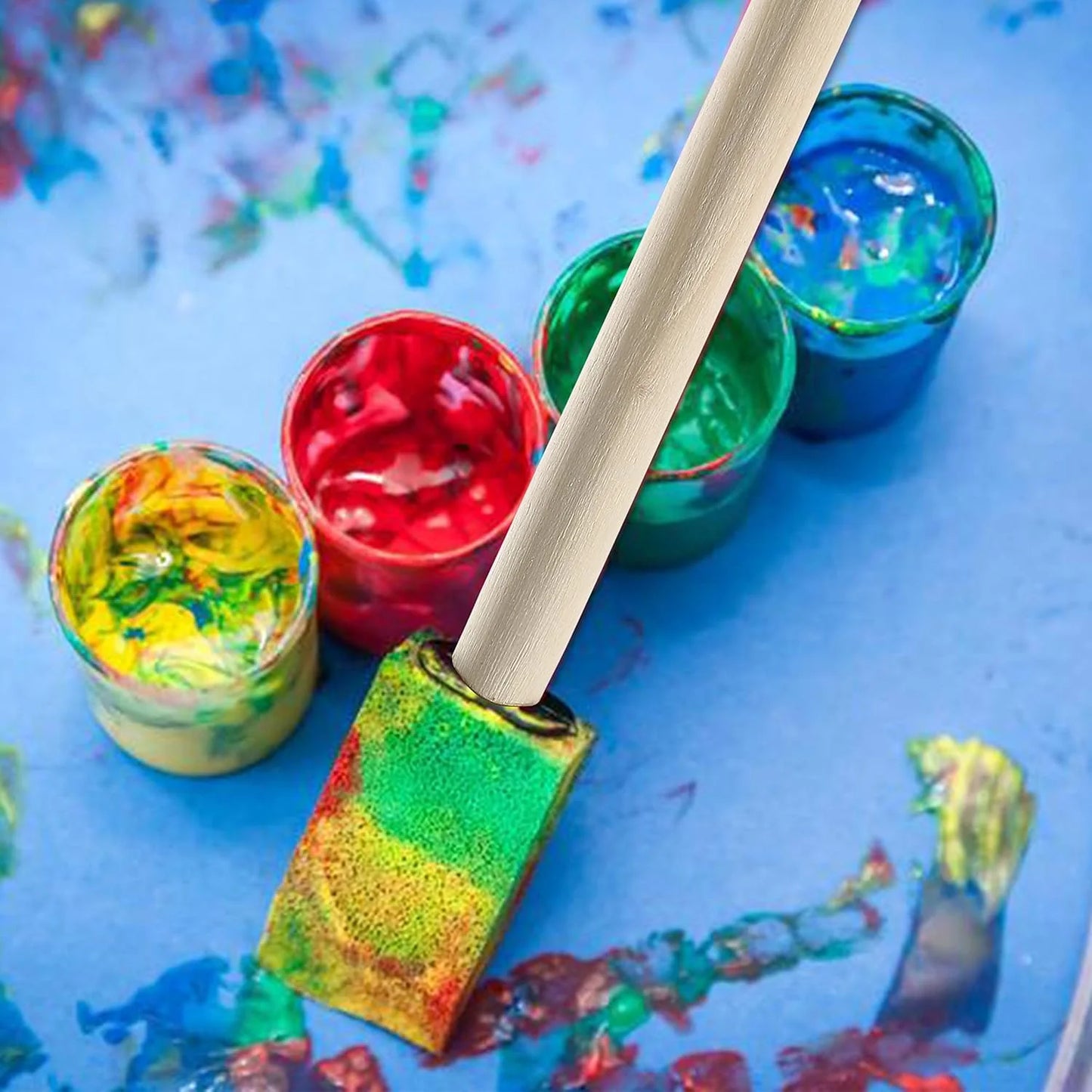 10er Set Schwammpinsel mit Holzgriff