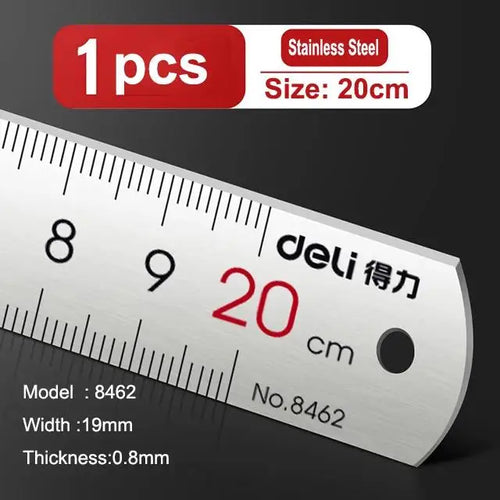 Deli Stainless Steel Ruler – Straight Rulers in Three Sizes 