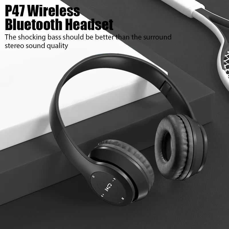 P47 Bluetooth 5.0 Foldable Wireless Headphones with Microphone 