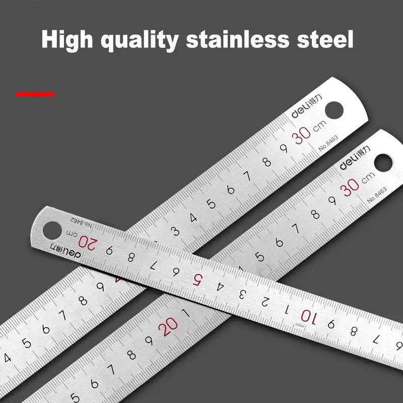 Deli Stainless Steel Ruler – Straight Rulers in Three Sizes 