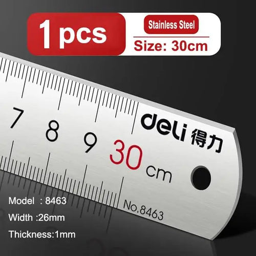 Deli Stainless Steel Ruler – Straight Rulers in Three Sizes 