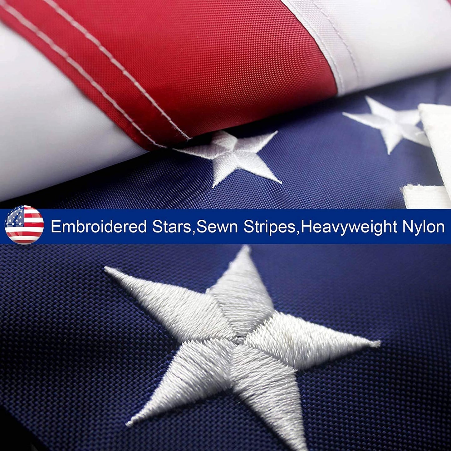 Outdoor USA Flag – Embroidered Stars, Heavy Duty, UV Resistant 
