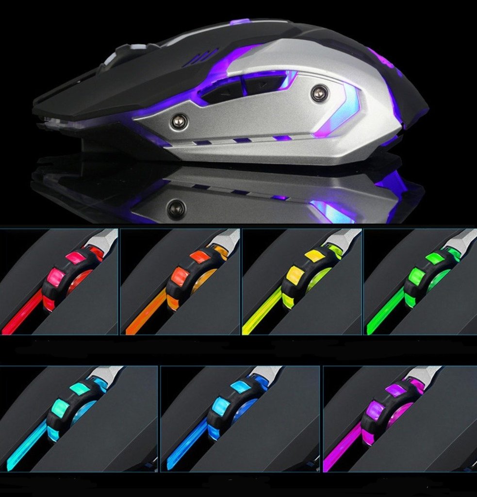 X7 Rechargeable Wireless Gaming Mouse with LED Lighting 