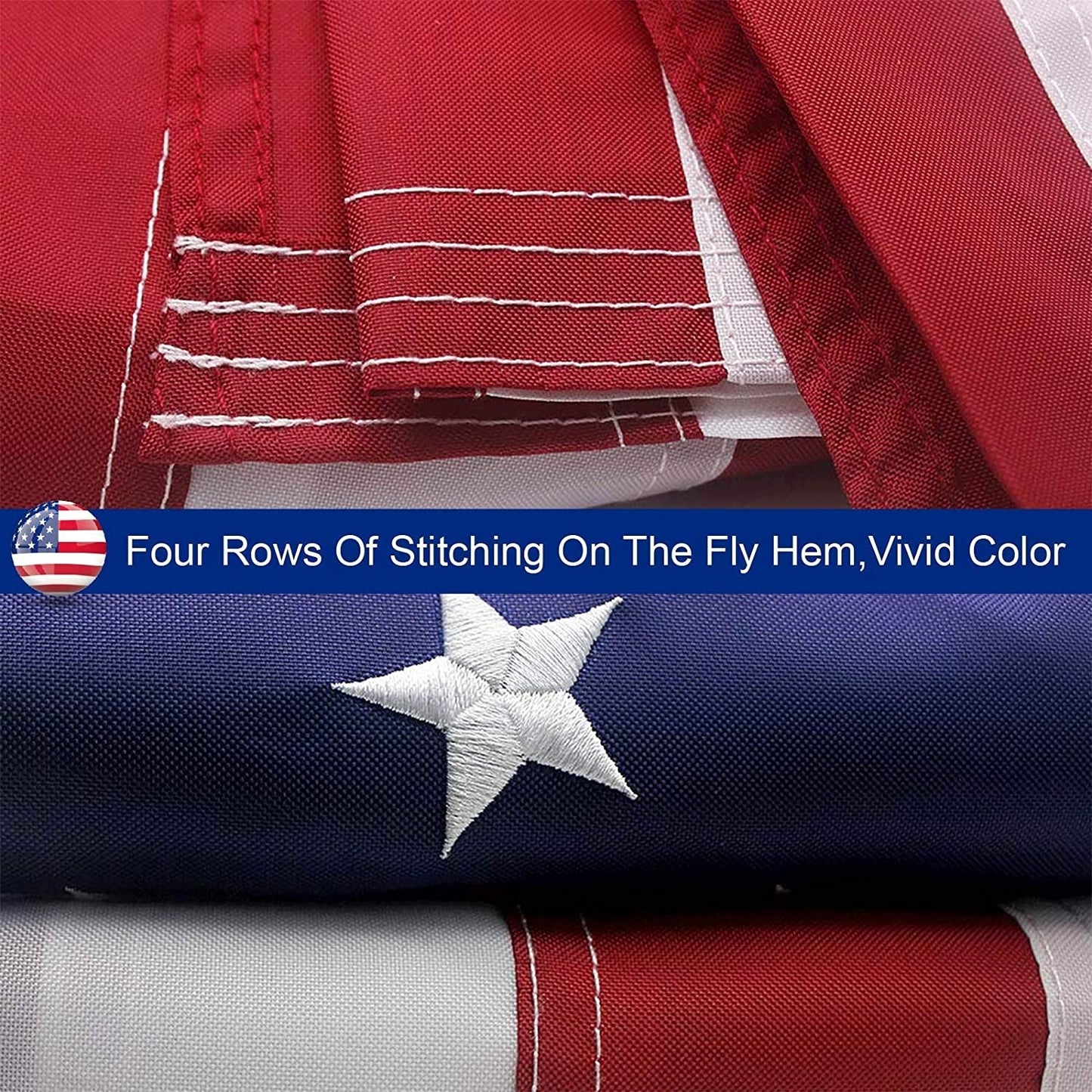 Outdoor USA Flag – Embroidered Stars, Heavy Duty, UV Resistant 