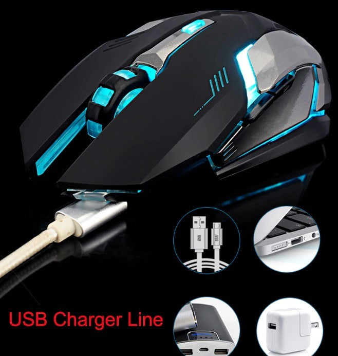X7 Rechargeable Wireless Gaming Mouse with LED Lighting 