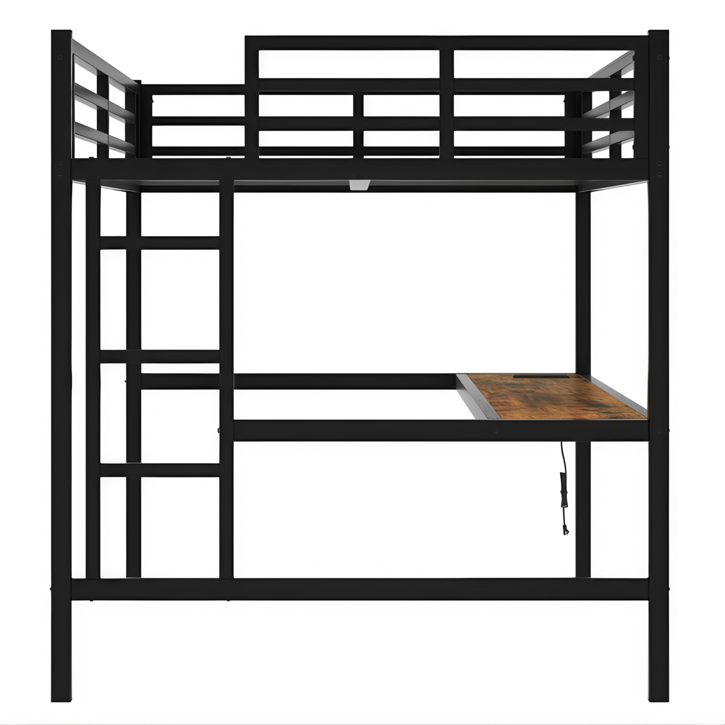 سرير علوي كامل XL مع مكتب مدمج وإضاءة LED