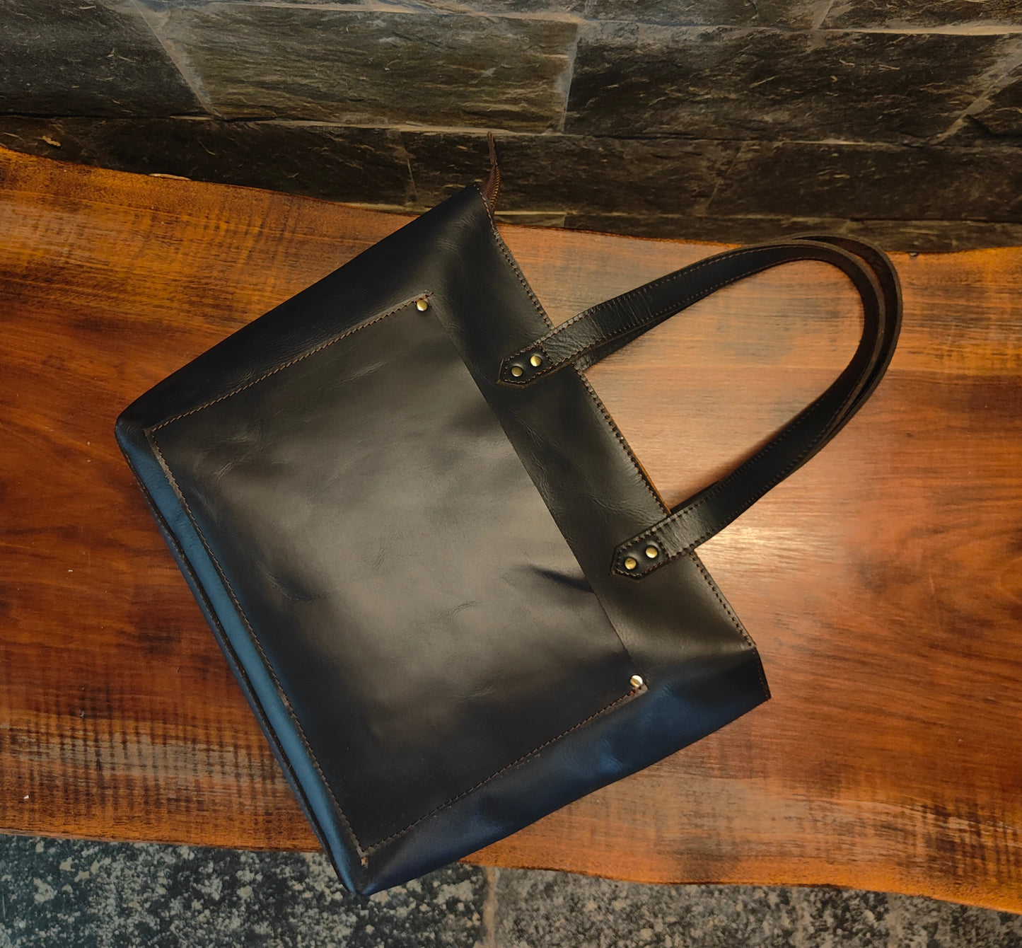 Genuine Leather Tote Bag with Zipper for Women