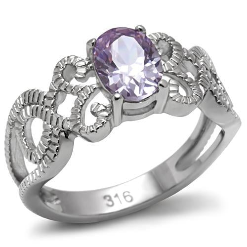 Ring – Stainless steel with light amethyst zirconia 