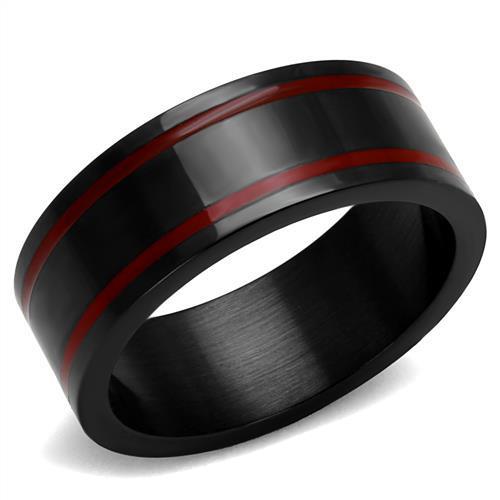 TK2407 - IP Black(Ion Plating) Stainless Steel Ring with Epoxy  in