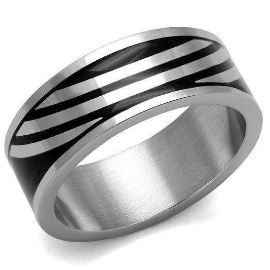 TK2411 - High polished (no plating) Stainless Steel Ring with Epoxy